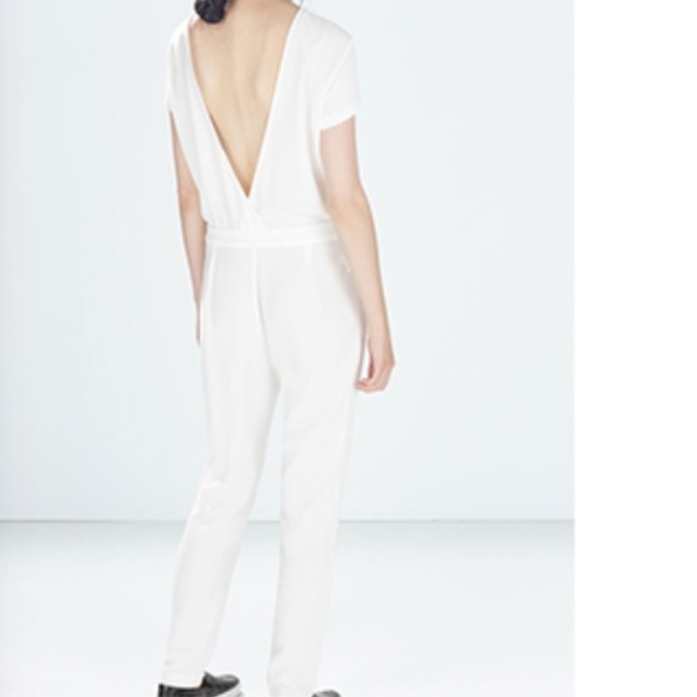 NEW ZARA White Backless Jumpsuit - size S